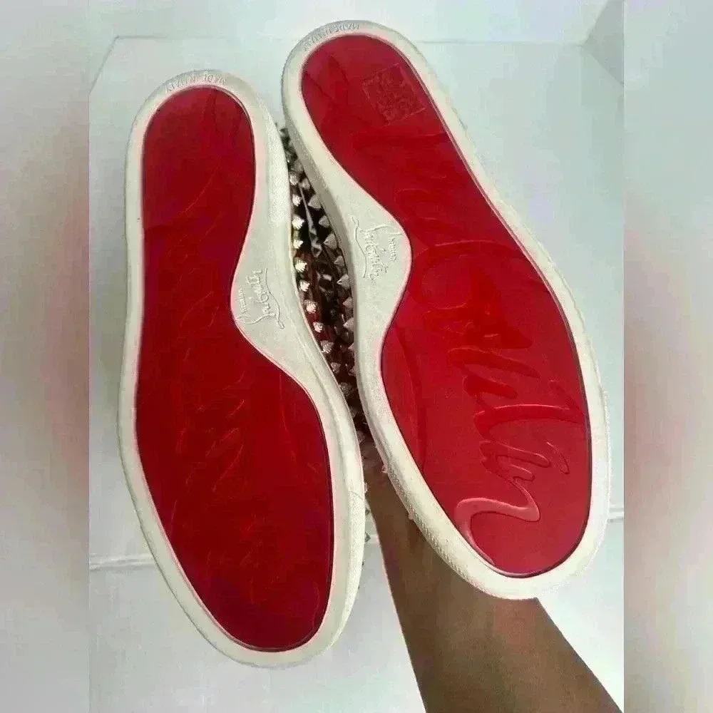 Authentic Christian Louboutin PIK Boat Flat Bazin Sneaker Spike 36.5 (US6.5)
